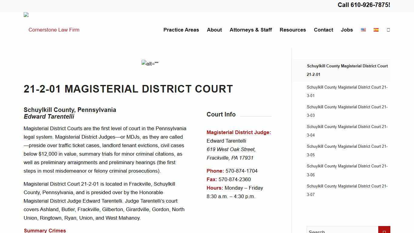 Schuylkill County Magisterial District Court 21-2-01